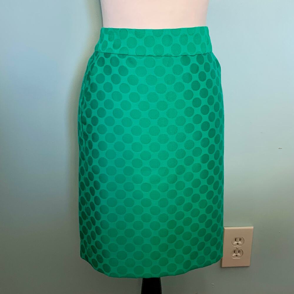 Banana Republic Factory Green Polka Dot Pencil Skirt Size 4 - Picture 2 of 10